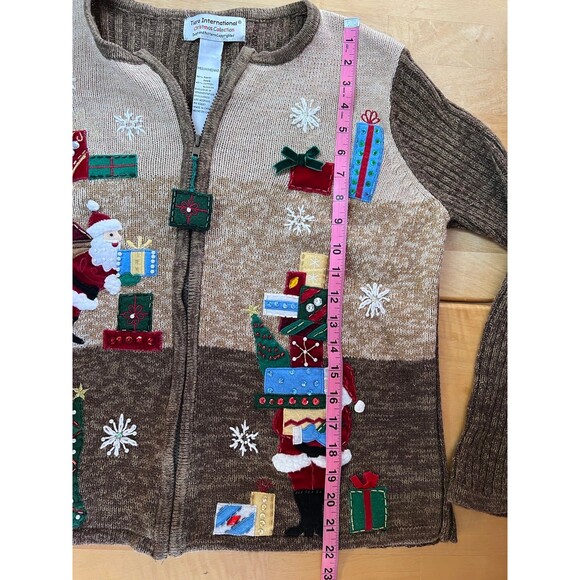TIARA INTERNACIONAL Santa Zip Up Sweater Cardigan Size M (Bx 13) - Picture 9 of 10